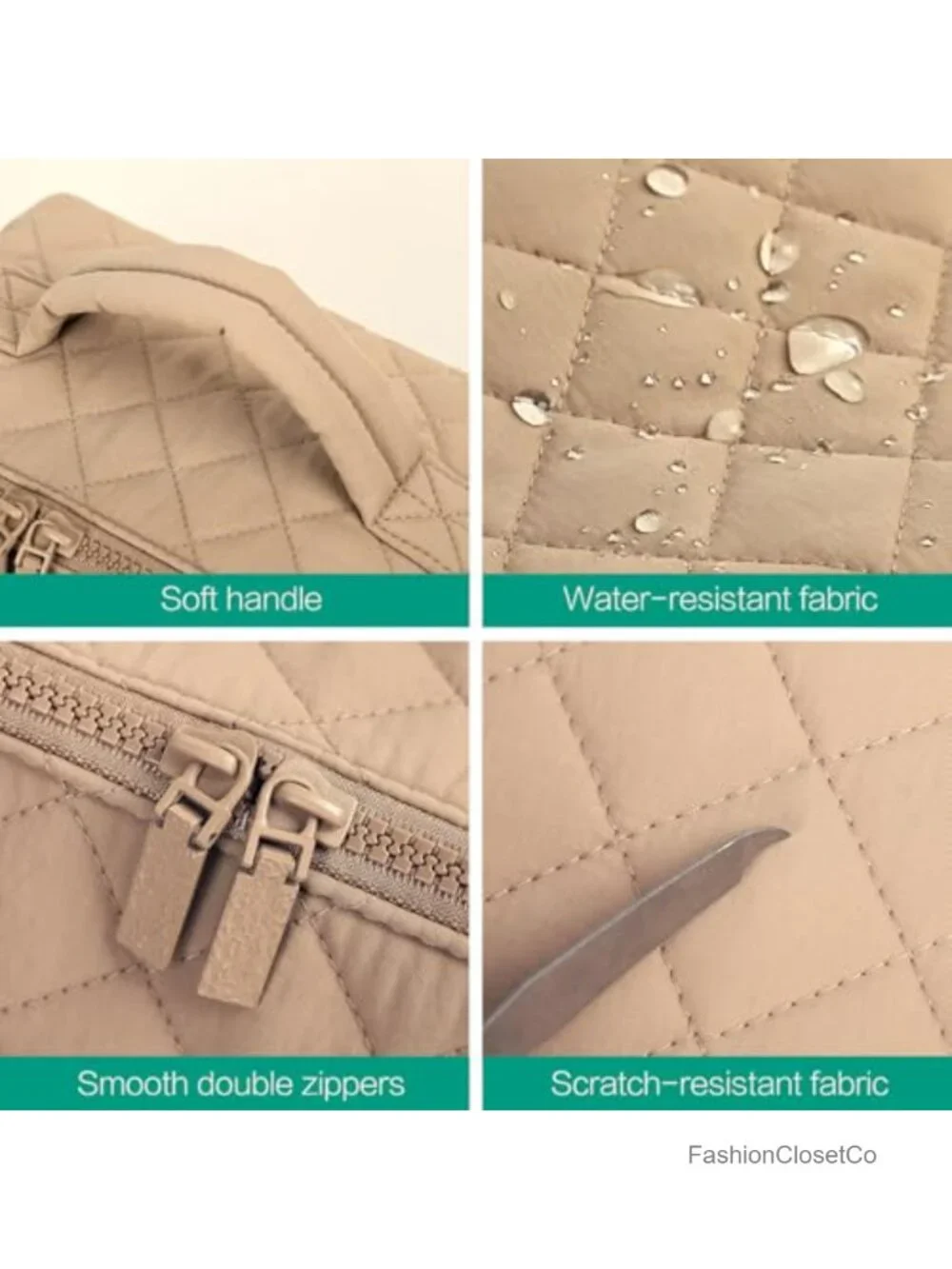Puffer Quilted Makeup Bag 180 Lay Flat Cosmetic Organizer Water Resistant